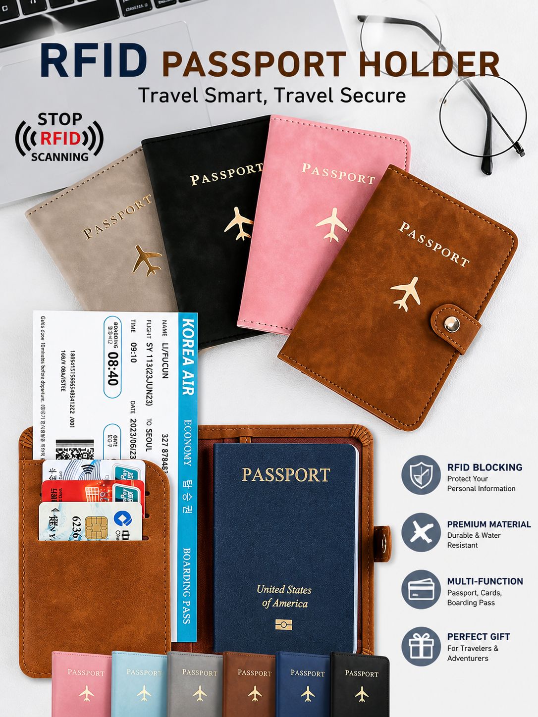 Passport holder credit card holder case wallet protector cover case for men and women